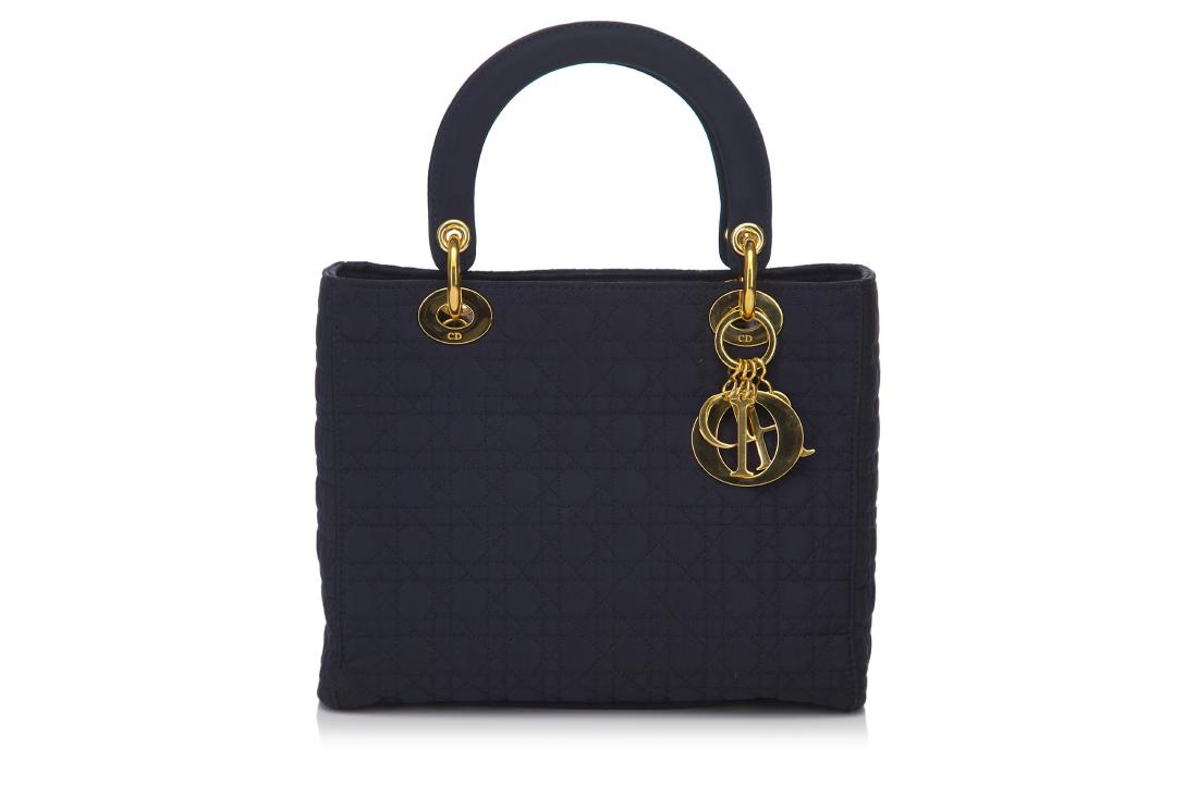 Christian Dior Navy Nylon Medium Lady Dior (1 of 9)