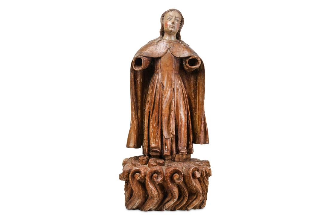 AN 18TH CENTURY SPANISH CARVED WALNUT AND POLYCHROME (1 of 3)