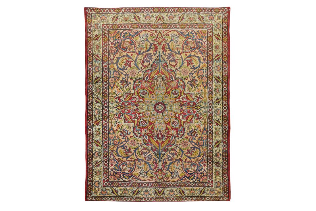 AN ANTIQUE KIRMAN LAVER RUG, SOUTH PERSIA (1 of 5)