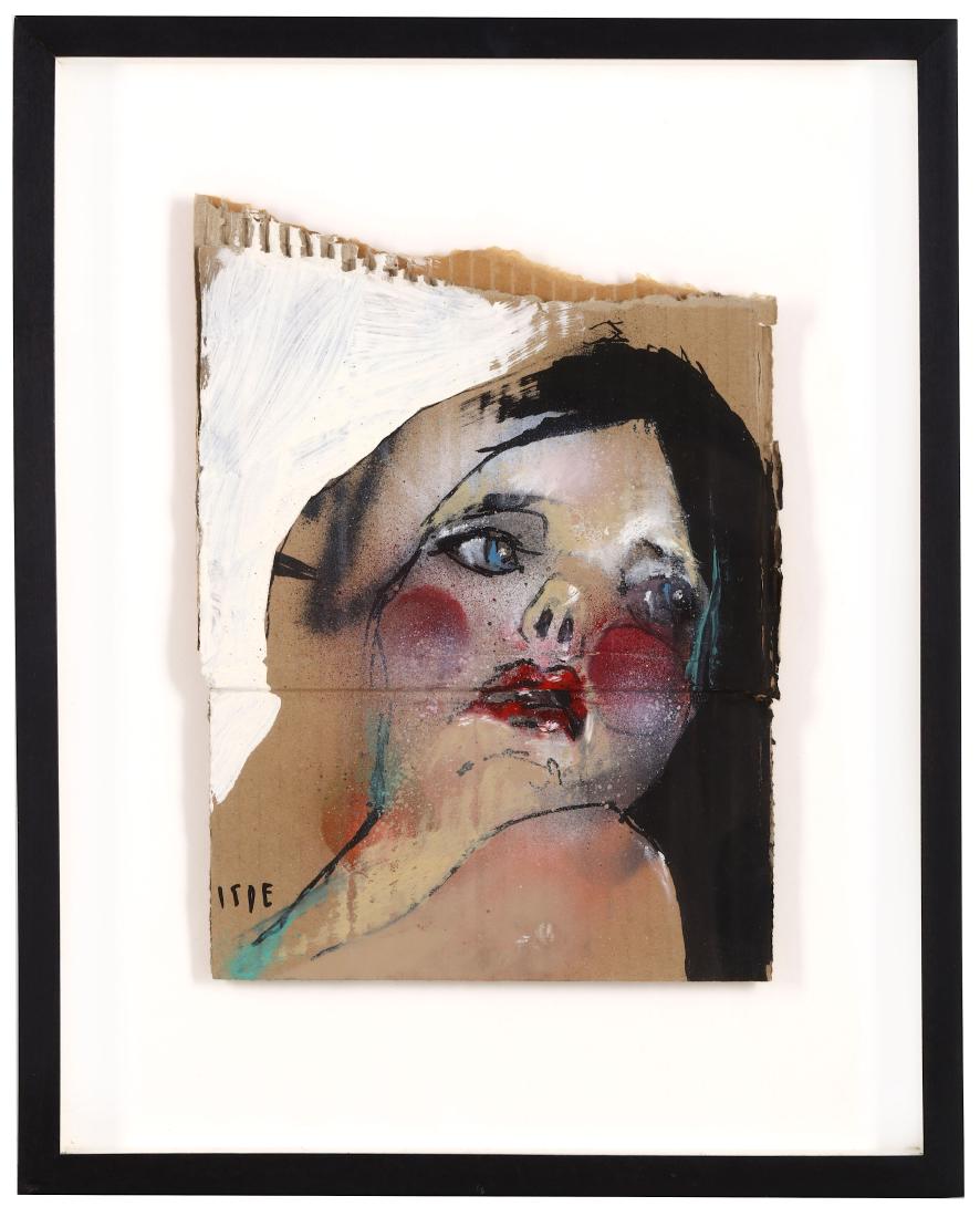 Charlie Isoe (Australian b.1981), 'Drawing 1': Charlie Isoe (Australian b.1981) 'Drawing 1' Oil on cardboard Signed 45.5 x 36.5cm including frame Accompaniment: Lazarides Receipt of Purchase ARR