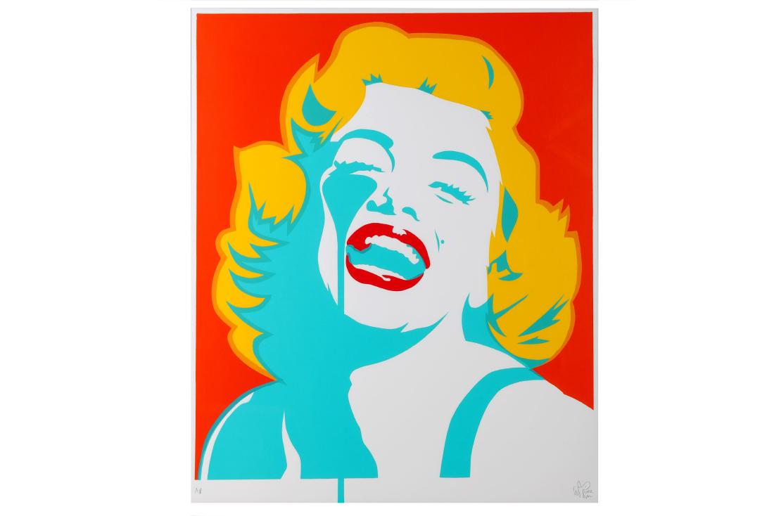Pure Evil (British), 'Screaming Marilyn': Pure Evil (British) 'Screaming Marilyn' Green Goddess AP including Teardrop 4 colour screen print on Fedrigoni paper Signed and numbered by the artist 85 x 70 cm Framed ARR
