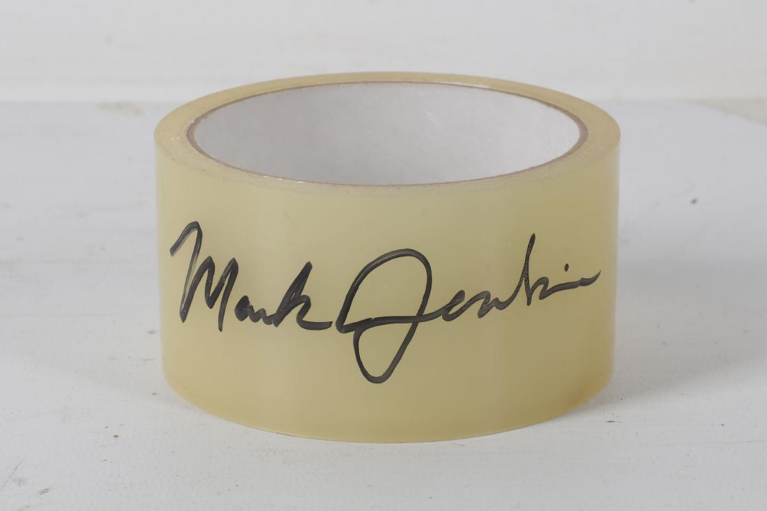 Mark Jenkins (American),'Mini Trasher & Signed: Mark Jenkins (American) 'Mini Trasher & Signed Sellotape', 2012 Mixed media sculpture and signed, numbered and dated Sellotape Sculpture: 21cm long, Sellotape 9cm in Diameter Accompaniment: Mark Jenki