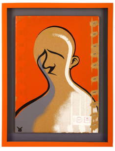 Adam Neate (British b. 1977), 'Street Piece': Adam Neate (British b. 1977) 'Street Piece' 2008 Hand embellished mixed media screen print in colours on cardboard Stamped with artist's stamp and dated with a franked label front Inscribed and number