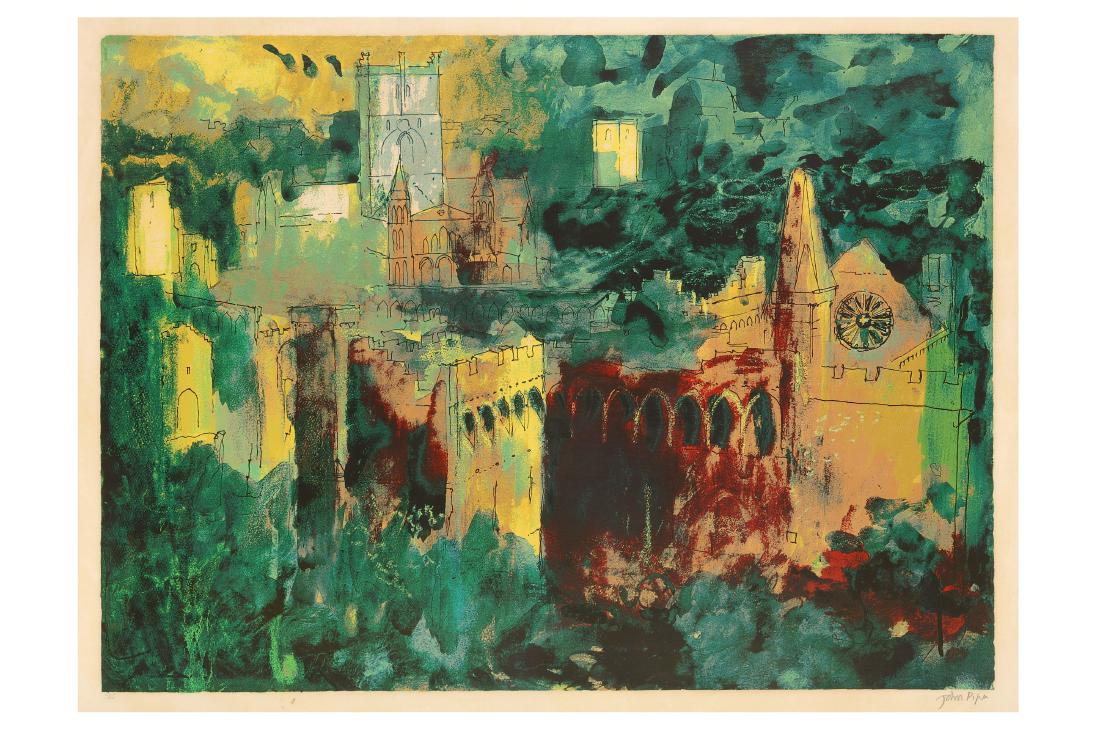 JOHN PIPER, C.H. (1903-1992): JOHN PIPER, C.H. (1903-1992) St. David's, Dyfed signed in pencil 'John Piper' (lower right), numbered '43/100' (lower left) screenprint image: 22 1/4 x 30 1/2 in. (56.5 x 77.5 cm.) Literature: O. Levi