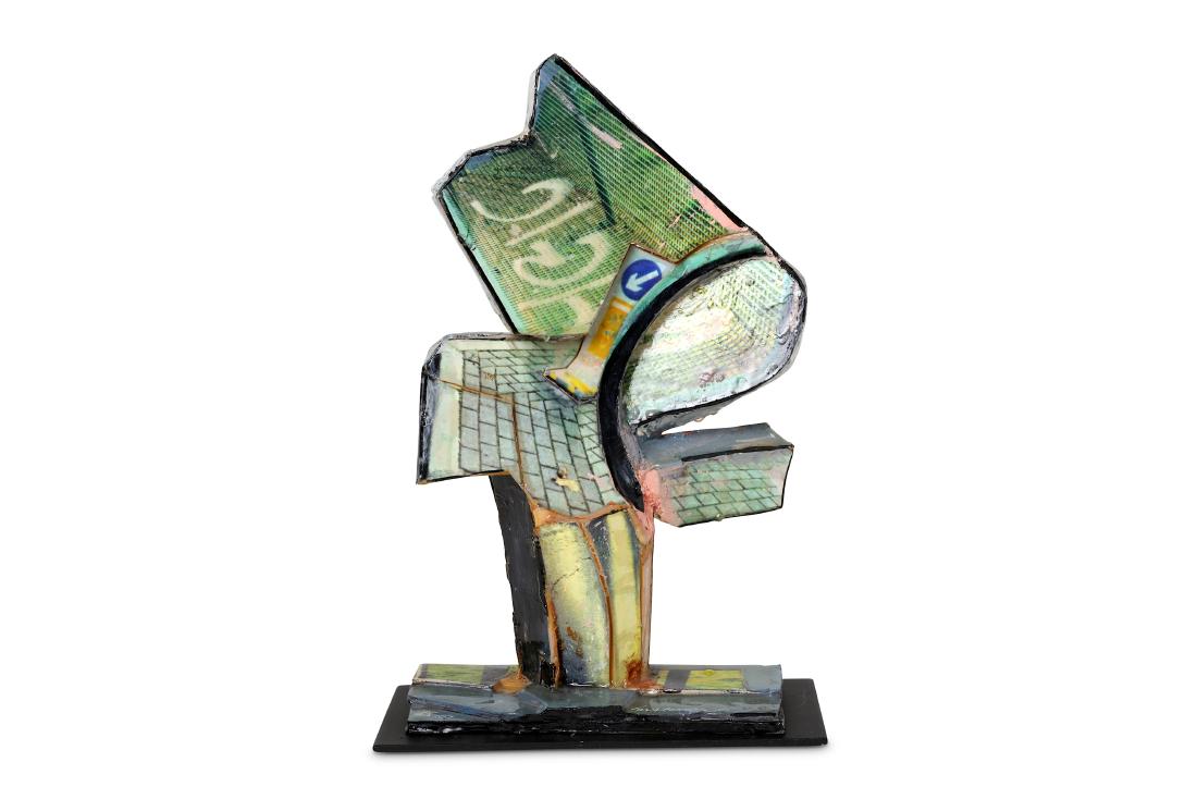 Ivor Abrahams (British) 'Dunroamin' and 'IX': Ivor Abrahams (British) 'Dunroamin' 2011 Paper card, acrylic and flock fibre sculpture 55 x 43 x 19 cm Ivor Abrahams (British) 'IX' 2002 Paper card, acrylic and flock fibre sculpture 32 x 18 x 100