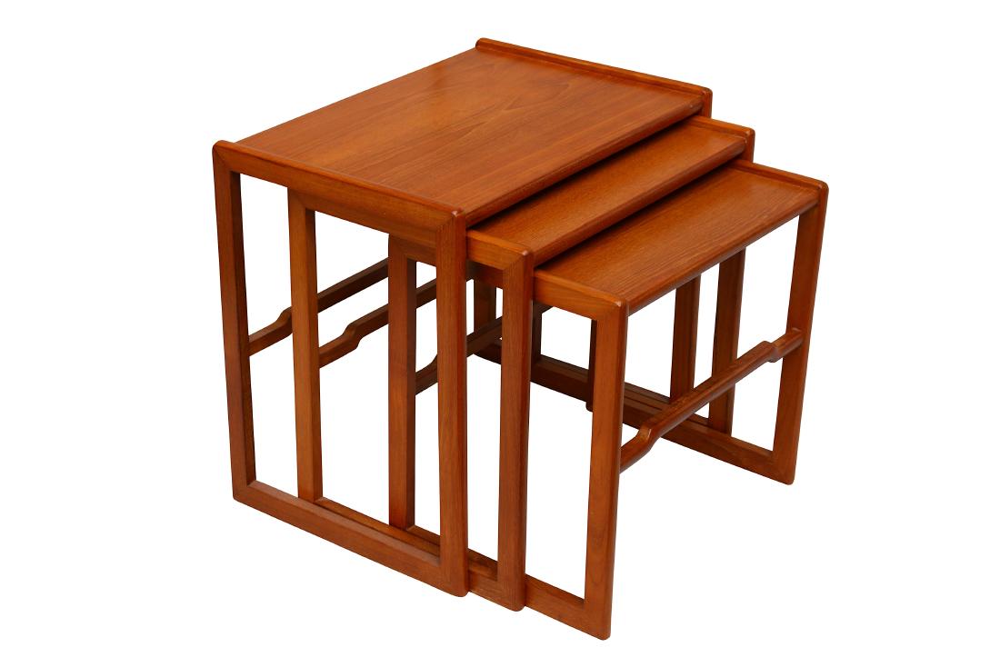 A Set of three Graduated Tables, 1960s: A Set of three Graduated Tables, 1960s, teak frames