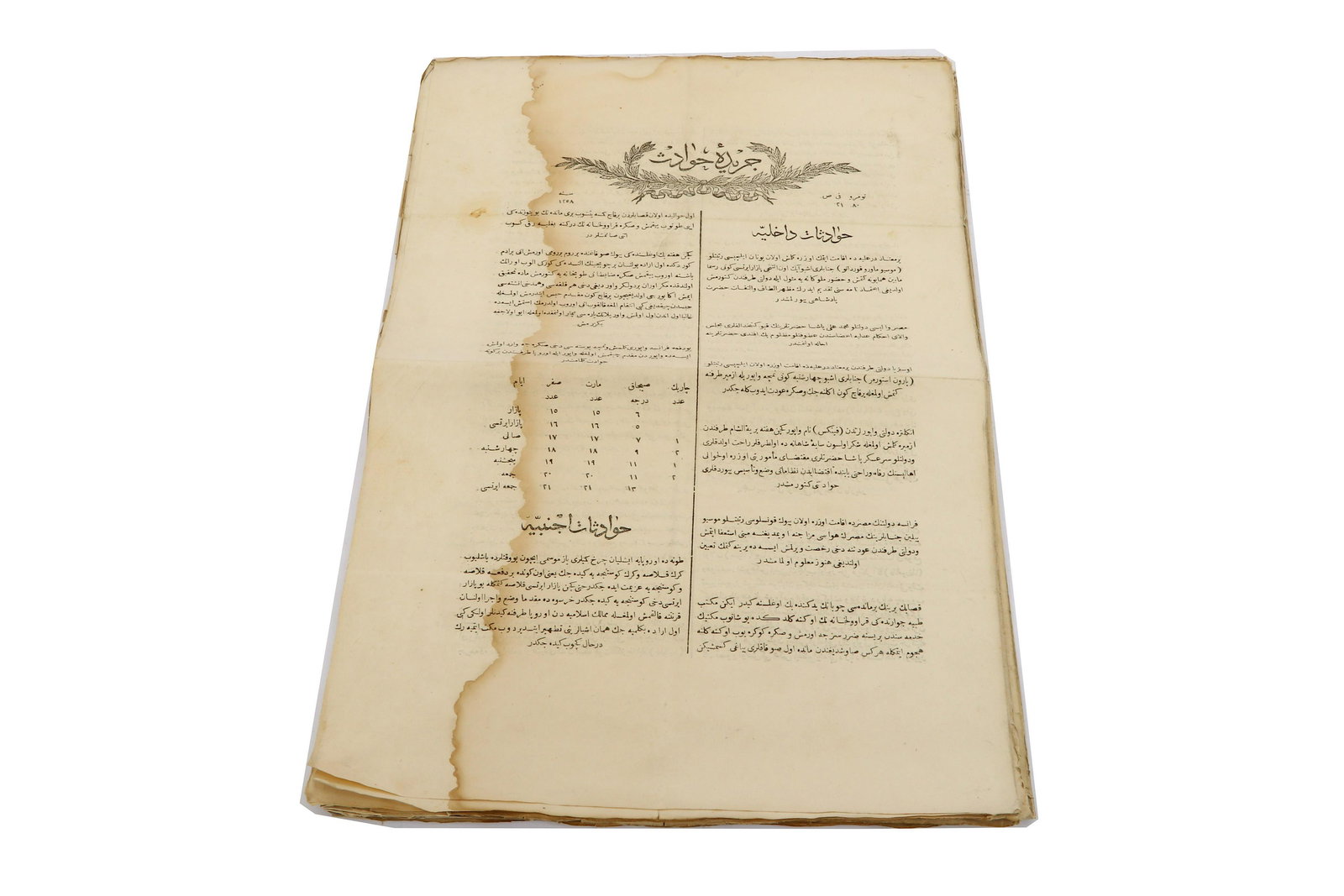 ELEVEN ISSUES OF THE OTTOMAN TURKISH HAWADITH NEWSPAPER (1 of 3)