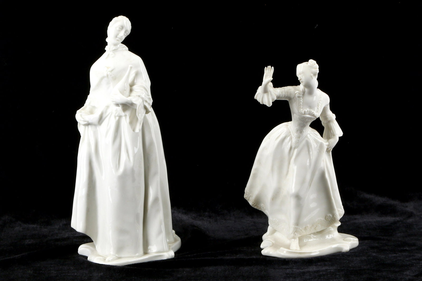 A Nymphenburg blanc de chine porcelain figure 'Leda': A Nymphenburg blanc de chine porcelain figure 'Leda' modelled after Franz Antonio Bustelli (1723-1763) from the Commedia dell'Arte, impressed marks to base a numbered 85 /1 height 16cm, together with 