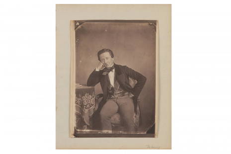 Julien Vallou De Villeneuve (1795-1886): Julien Vallou De Villeneuve (1795-1886) MONSIEUR DELAUNAY DE LA COMÉDIE FRANÇAISE, PARIS, 1853, Salted paper print from wet collodion glass negative, image size, 170 x 120mm, mounted on period paper