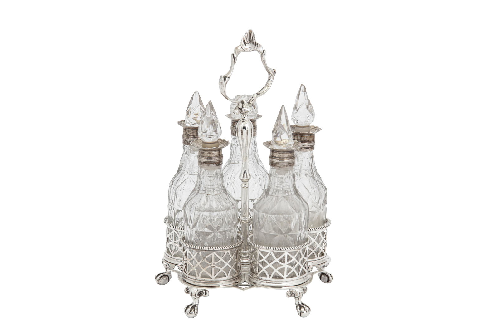 An early George III sterling silver five bottle sauce (1 of 2)
