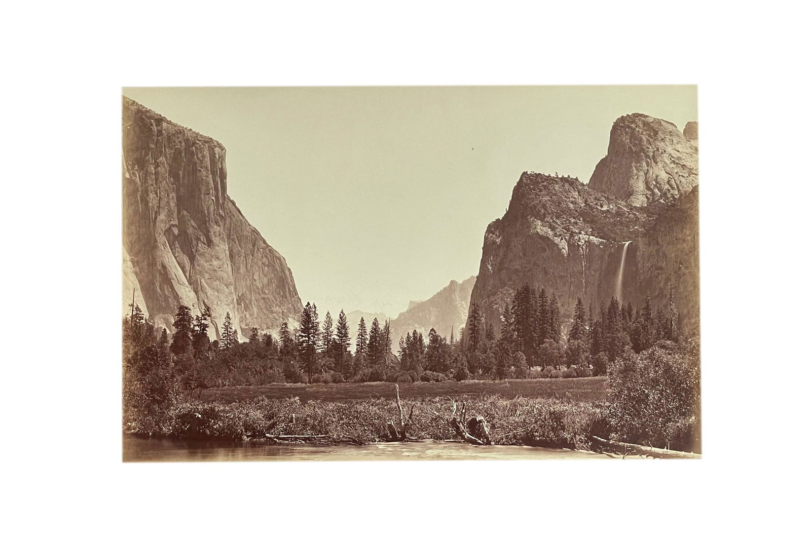 Carleton E. Watkins (1829-1916): Carleton E. Watkins (1829-1916) VIEW OF THE YOSEMITE VALLEY, c.1860s. Albumen print, image size, 308 x 202mm, on original album leaf (418 x 318mm)