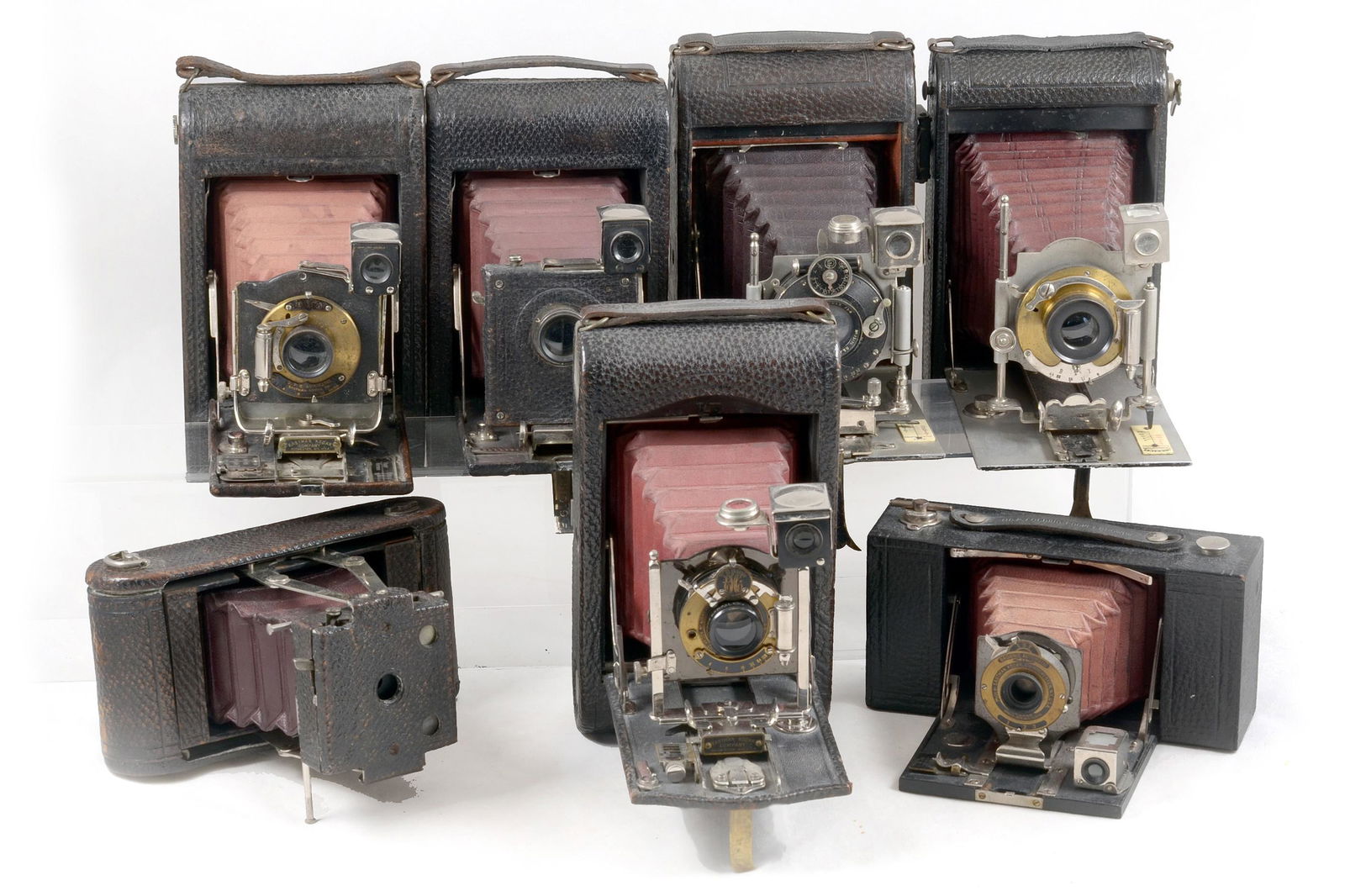 Group of Seven Kodak & Other Red Bellows Cameras. (1 of 3)