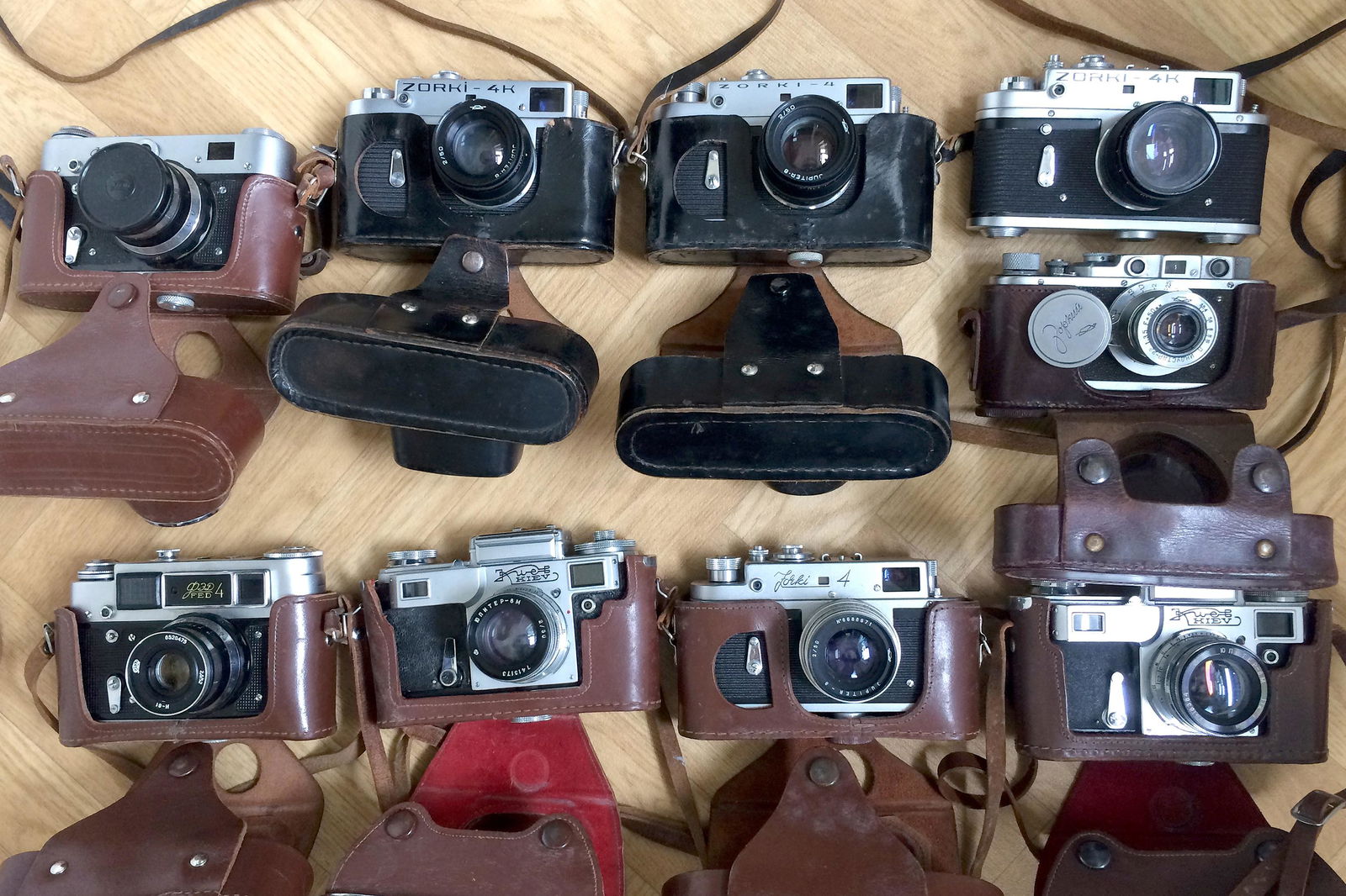 Group of Nine Soviet Rangefinder Cameras. (1 of 3)