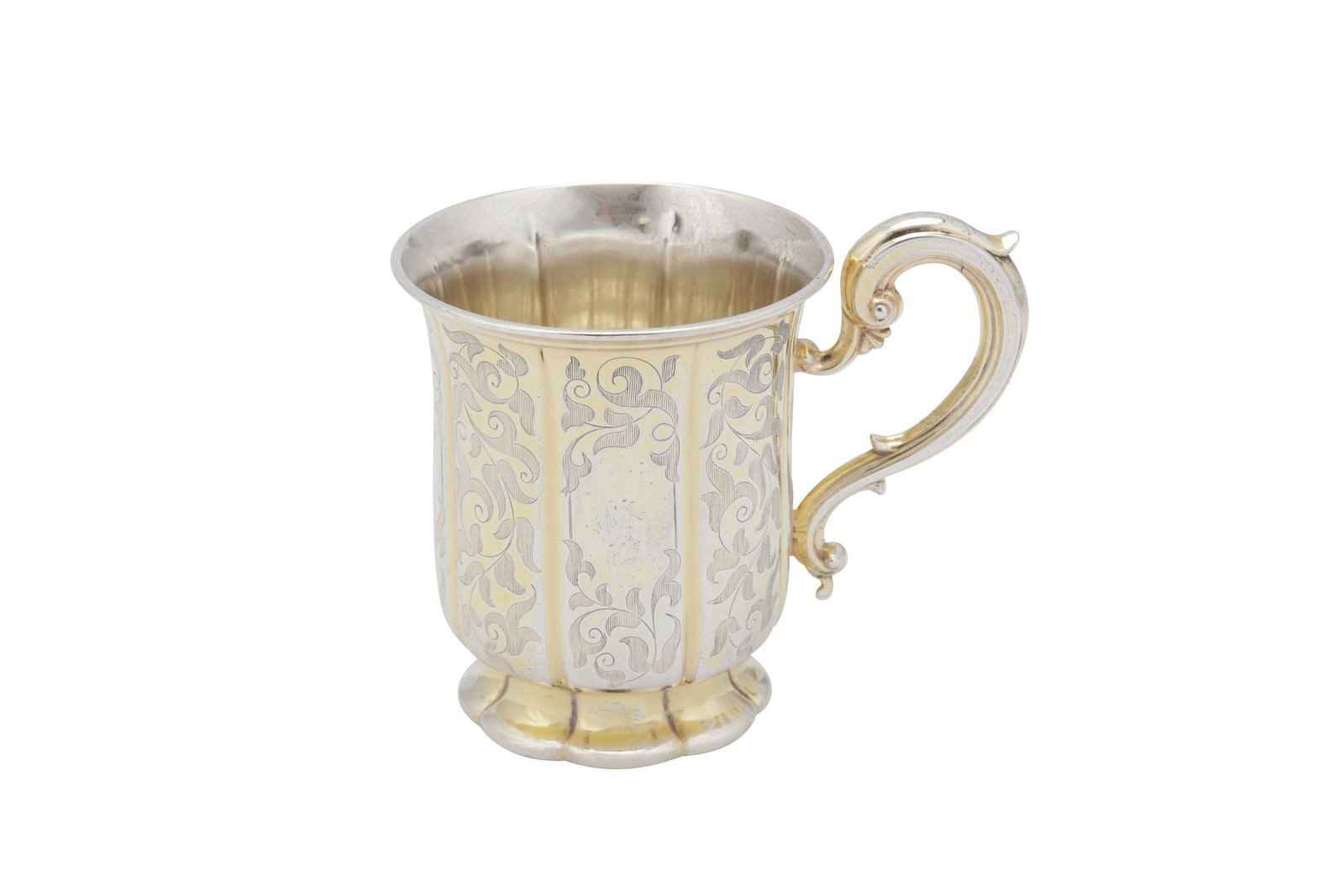 A Victorian sterling silver gilt christening mug, (1 of 4)