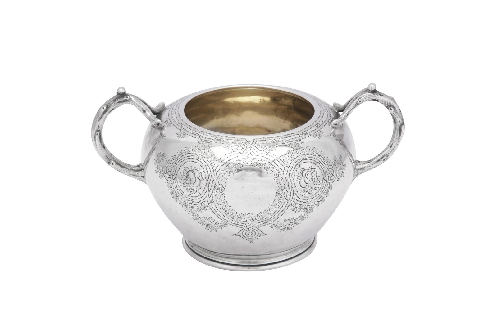 A Victorian sterling silver twin handled sugar bowl, (1 of 6)