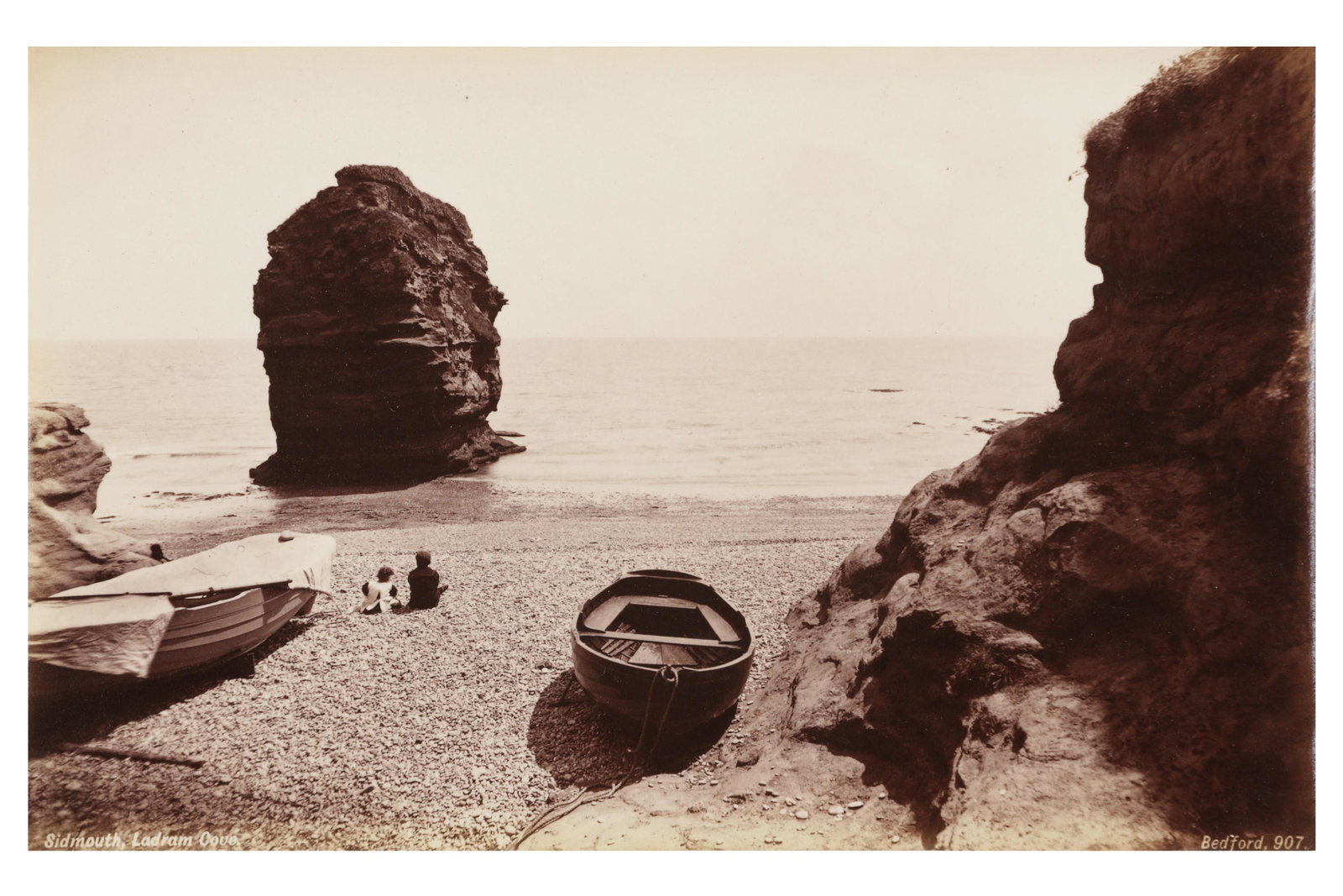 Francis Bedford (1815-1894): Francis Bedford (1815-1894) SIDMOUTH, LADRAM COVE, c.1860. Albumen print, image size, 124 x 197mm, numbered and titled in the negative.