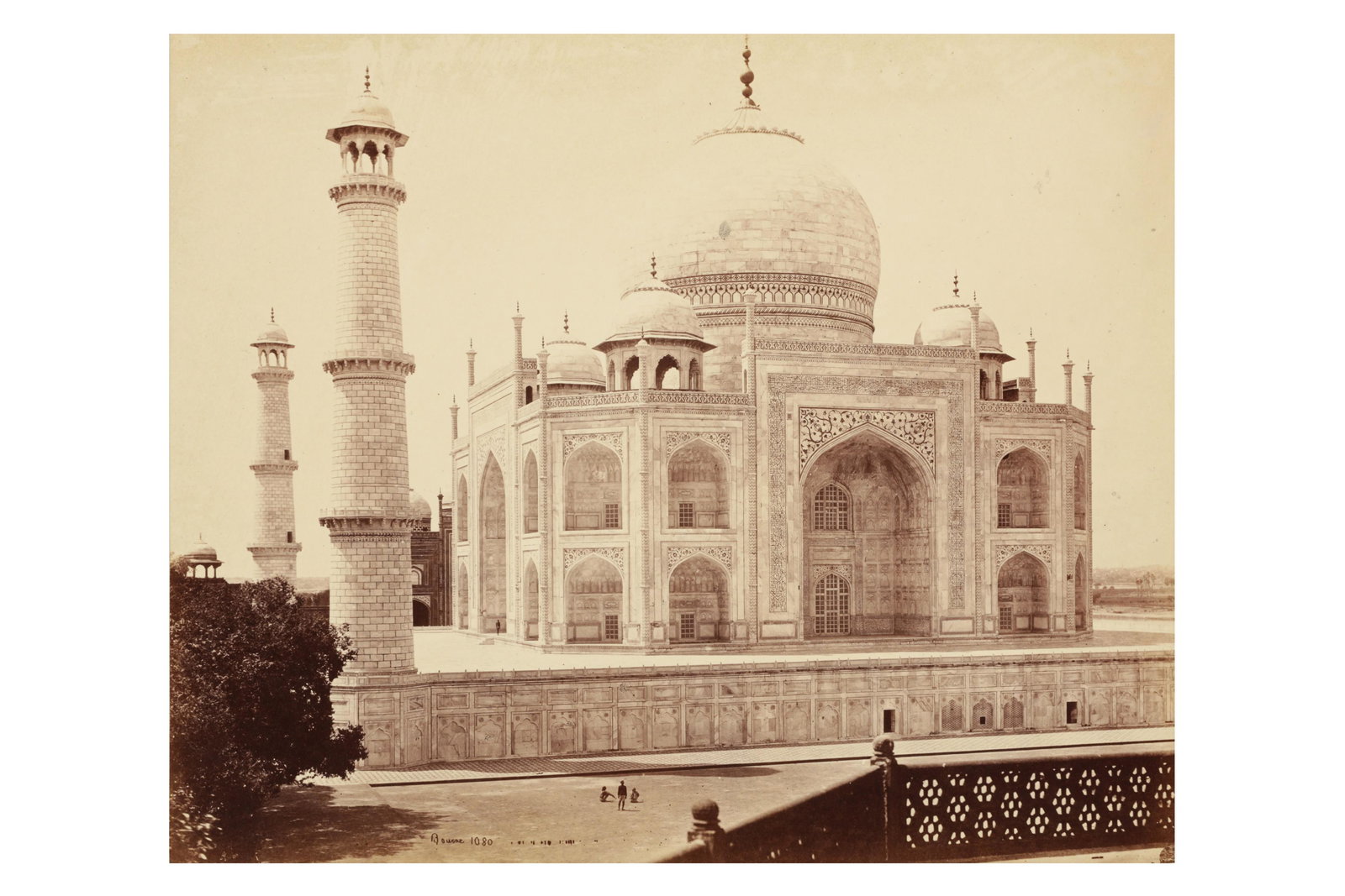 Samuel Bourne (1834-1912): Samuel Bourne (1834-1912) VIEWS OF THE TAJ MAHAL, c.1860s, albumen print pasted onto contemporary card supports, (4), image sizes, 290 x 240 (largest), and 280 x 220 (smallest), signed and numbered in