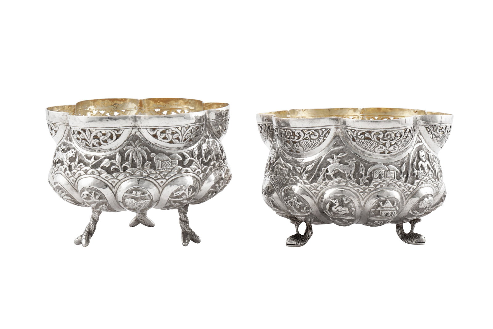 Two similar early 20th century Anglo – Indian unmarked silver bowls, Lucknow circa 1910 (1 of 2)