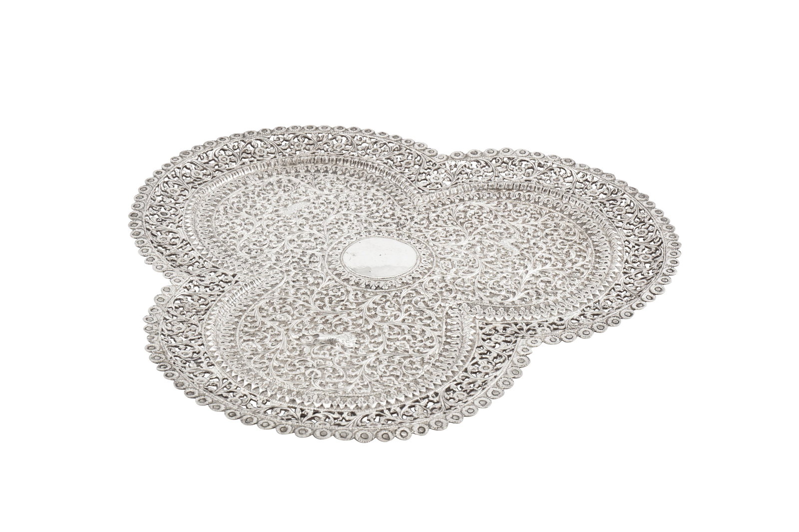 A late 19th century Anglo – Indian unmarked silver tea tray, Cutch circa 1890 (1 of 2)
