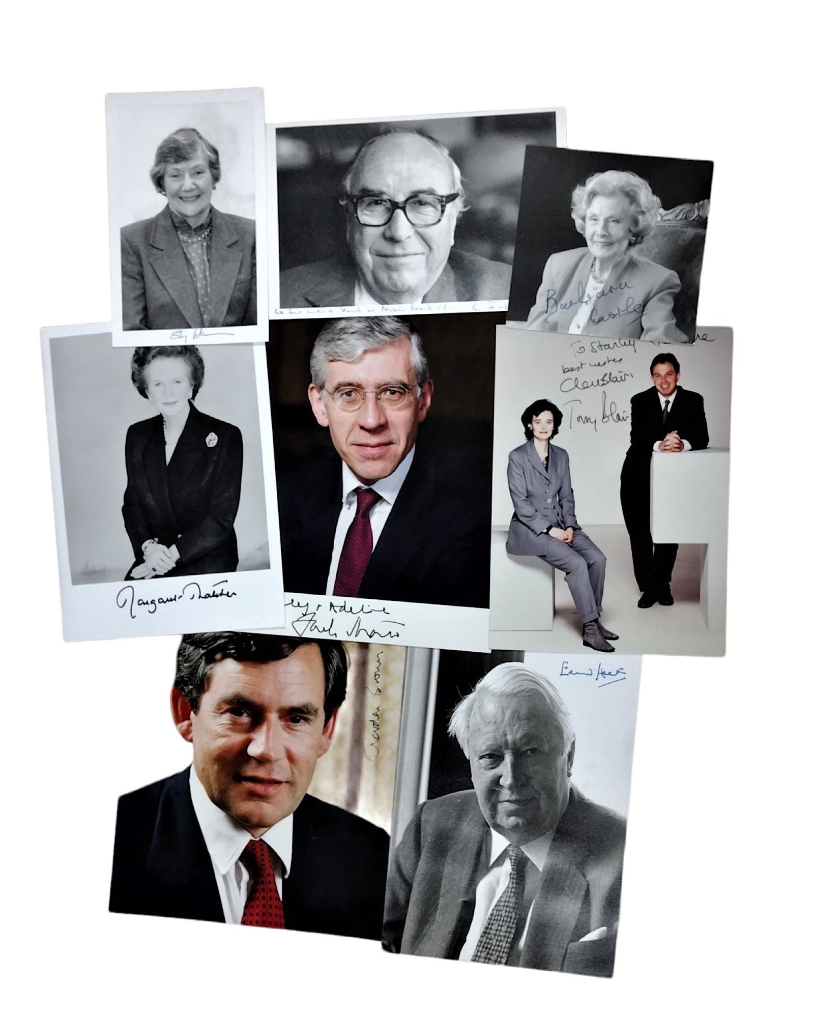 Autograph Collection.- British Politicians: Autograph Collection.- British Politicians Selection of photographs, letters and cards signed by British politicians, including: Tony and Cherie Blair, Margaret Thatcher, Gordon Brown, Edward Heath, J