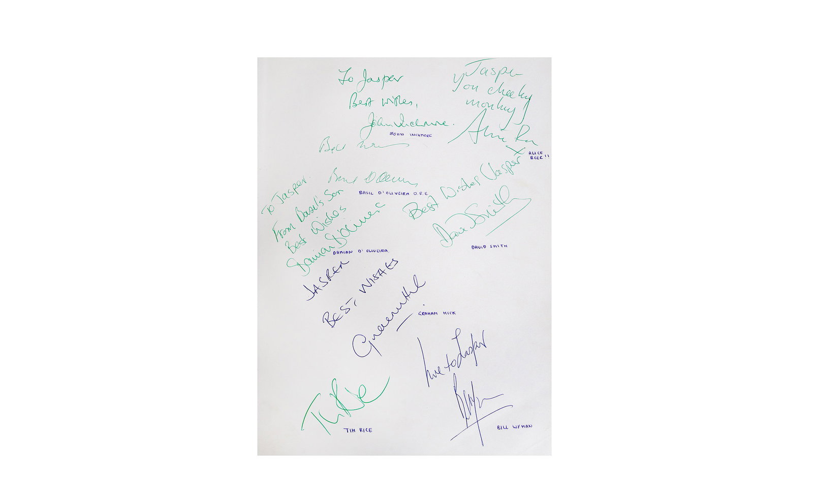 Wyman (Bill) & Others: Wyman (Bill) & Others Graeme Hick. Benefit Year 1999, signed by Bill Wyman, Tim Rice, Graham Hick, David Smith, Basil D'Oliveira, Damian D'Oliveira, John Inchmore and Alice Beer on front endpaper, har