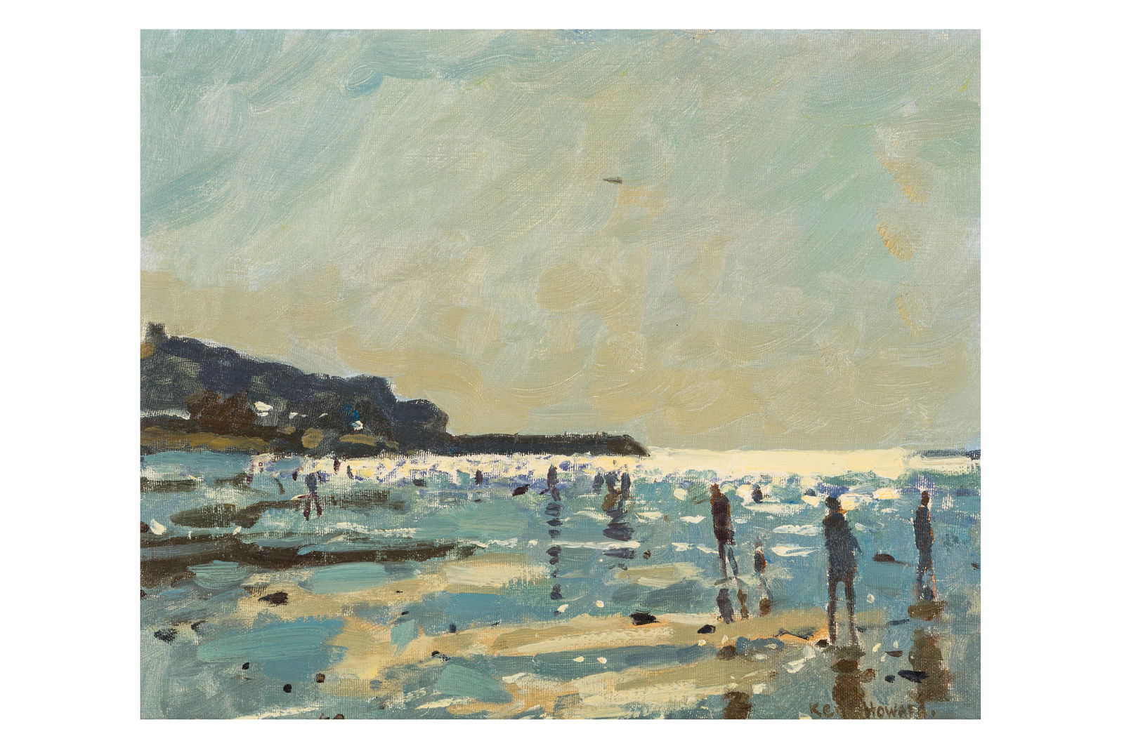 KEN HOWARD, R.A. (BRITISH, 1932-2022): KEN HOWARD, R.A. (BRITISH, 1932-2022)Beach Reflectionssigned 'Ken Howard' (lower right)oil on canvas24.5 x 30 cm. (9 5/8 x 11 7/8 in.) ProvenanceWith Brian Sinfield,