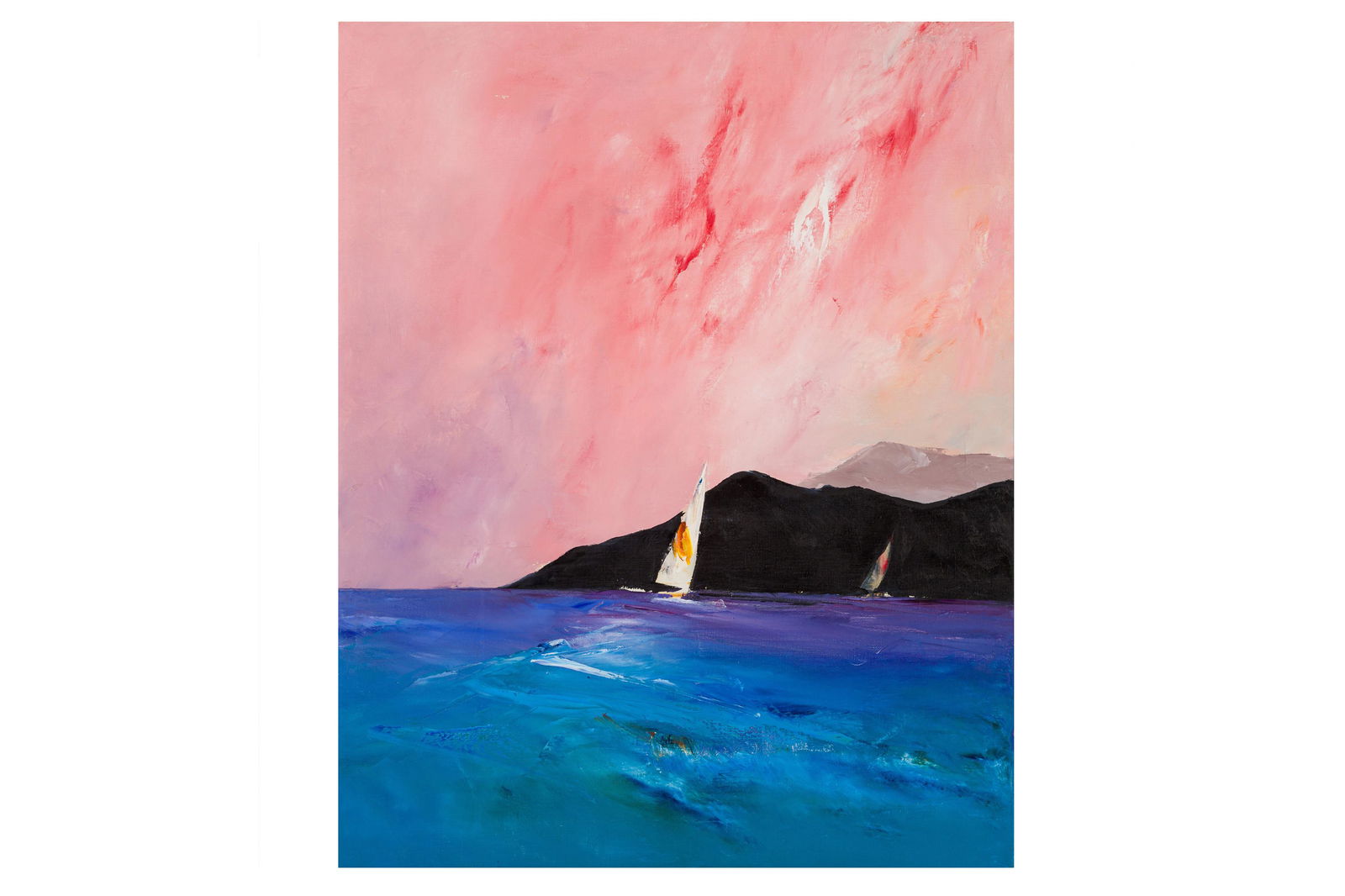 DONALD HAMILTON FRASER, R.A. (BRITISH, 1929-2009): DONALD HAMILTON FRASER, R.A. (BRITISH, 1929-2009)Headland and Sailssigned and titled 'Donald Hamilton Fraser/Headland and Sails' (on the stretcher verso)oil on canvas76.2 x 61 cm. (30 x 24 in.)A