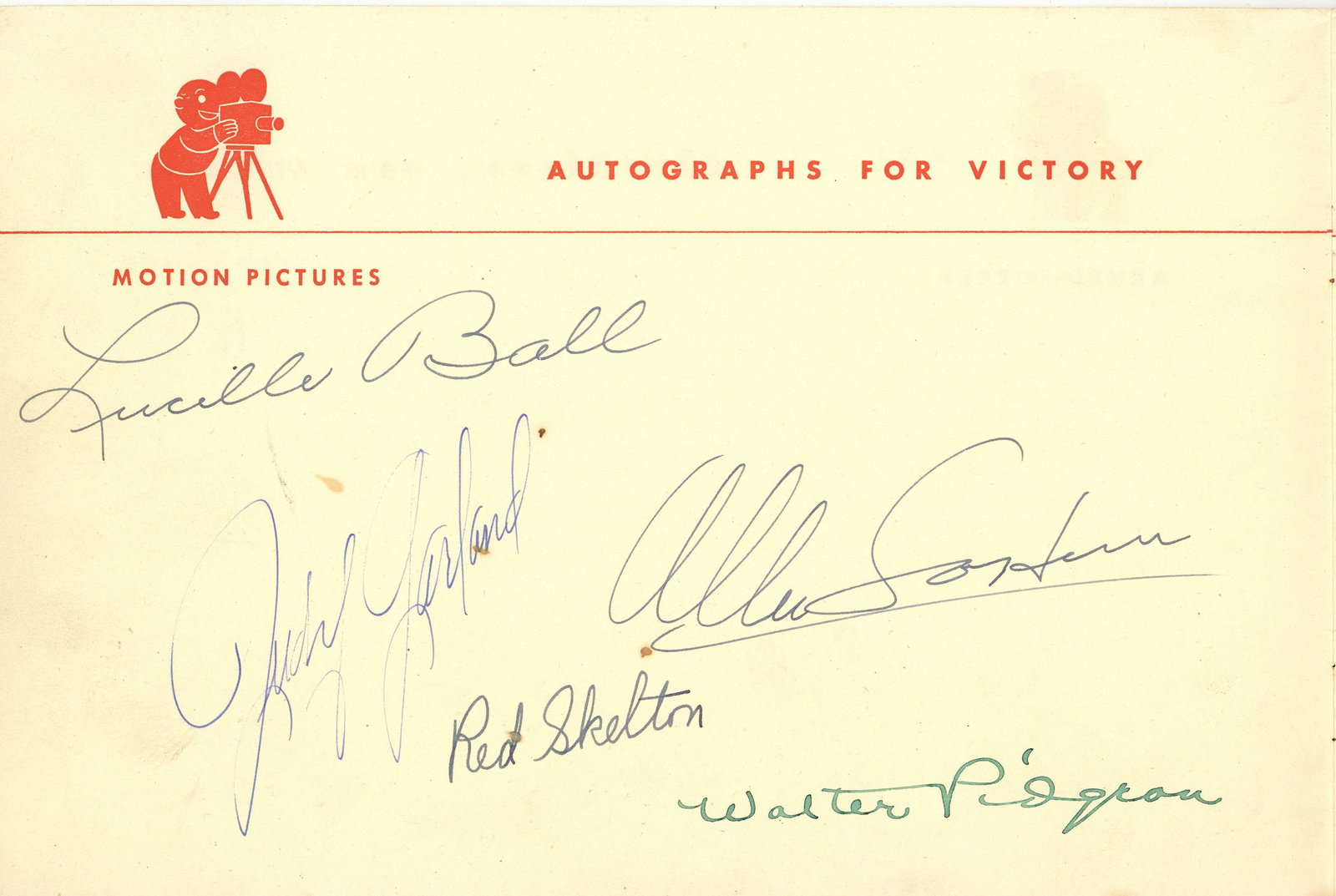 Vintage Hollywood.- Autographs for Victory (1 of 2)
