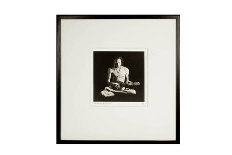 ANDERSON & LOW (BRITISH): ANDERSON & LOW (BRITISH) Untitled, Young Man with Mandolin, 1994 from an edition of /18, platinum palladium print, mounted and framed, image size, 205 x205mm, mount size, 530 x 505mm, signed and numbe