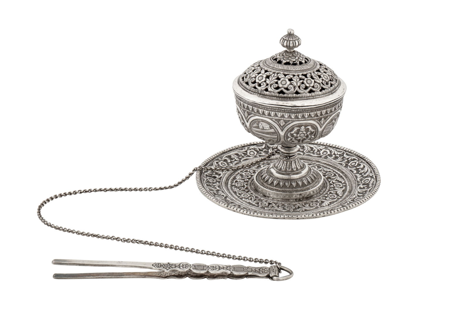 An early 20th century Anglo – Indian unmarked silver censor or incense burner, Karachi circa (1 of 5)