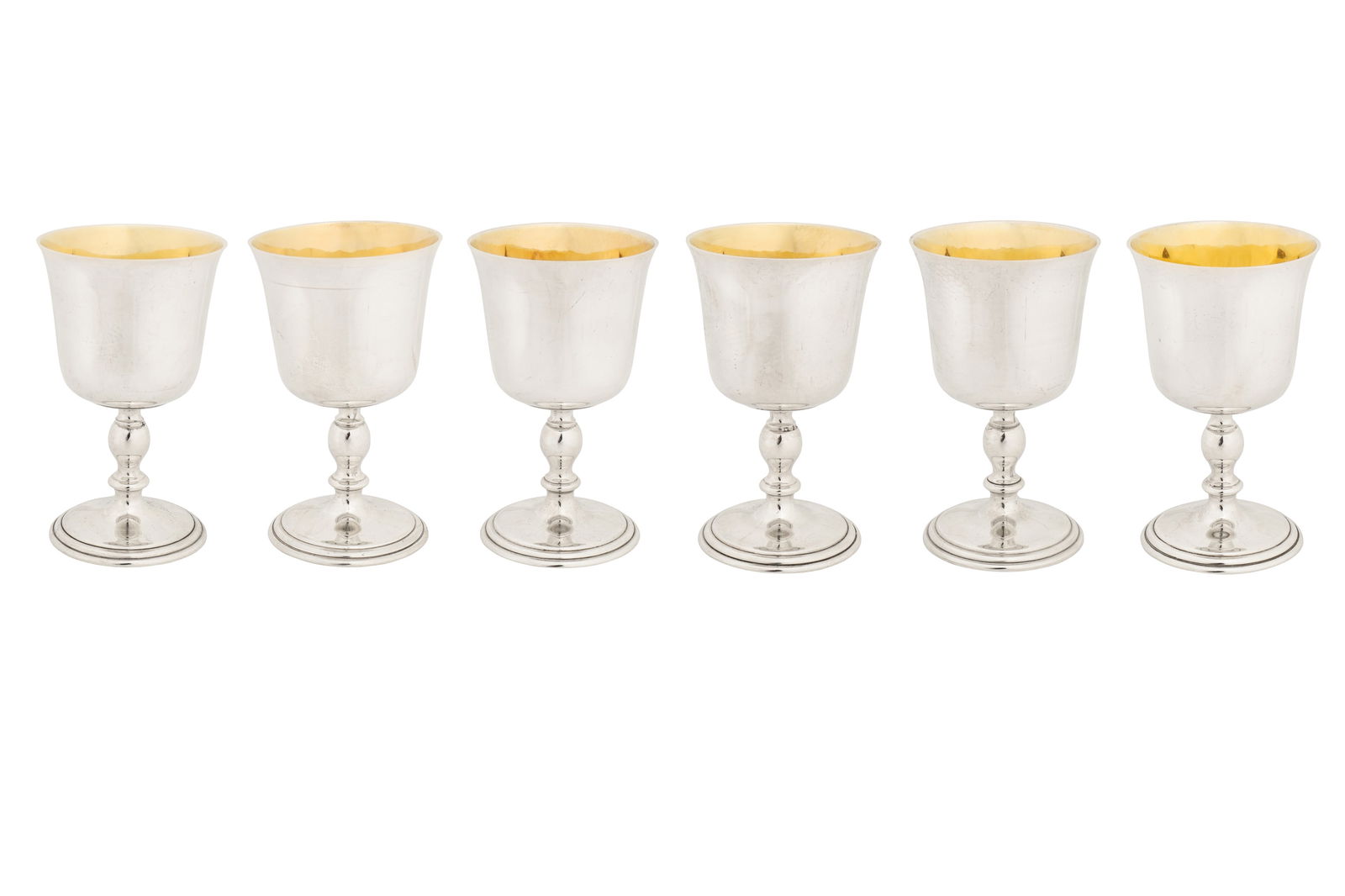 A set of six Elizabeth II sterling silver goblets, London1972 by Mills and Hersey (1 of 3)