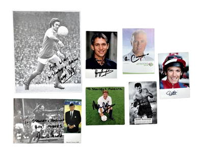 Autograph Collection.- Sport: Autograph Collection.- Sport Large selection of cards and photographs signed by several athletes from various disciplines, including: Gareth Edwards, Jimmy Flint, George Cohen, Nadia Comaneci, Freddie