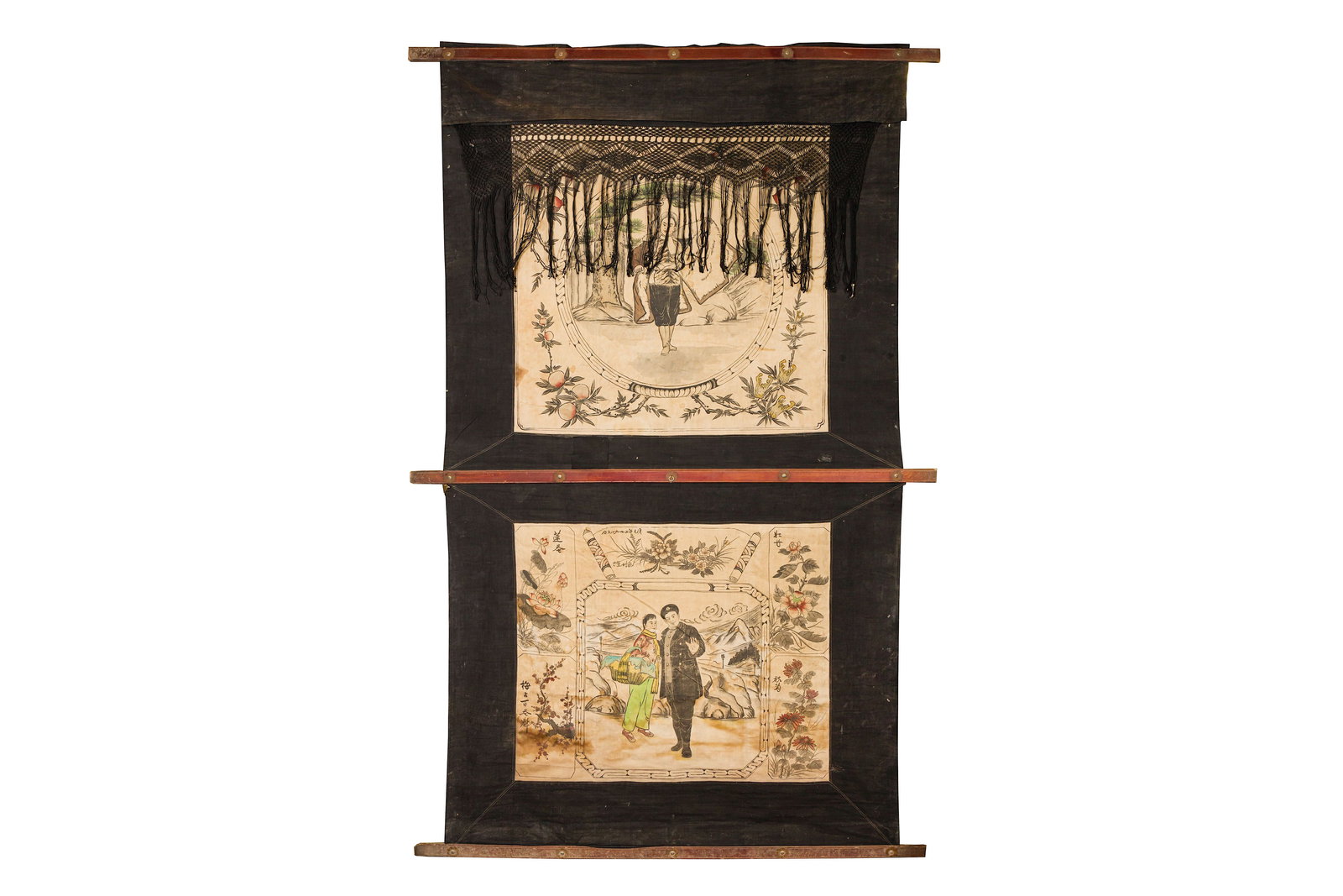 A Chinese Hand-painted Theatre Curtain, Two-panel (1 of 4)