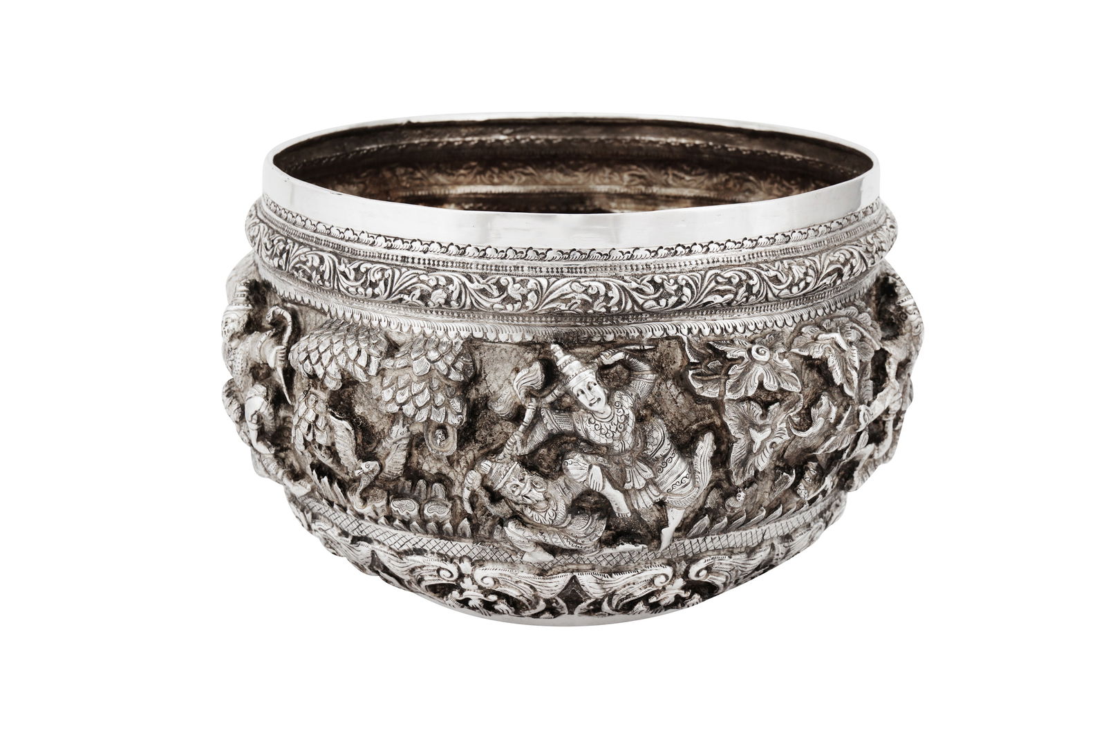 A mid-20th century Burmese unmarked silver bowl, Rangoon circa 1950 (1 of 5)