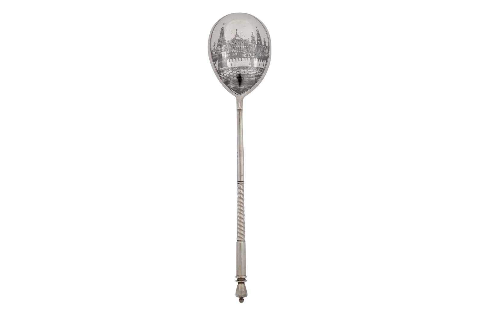 A late 19th / early 20th century Russian 84 zolotnik silver and niello spoon, Moscow 1898-1908 by (1 of 4)