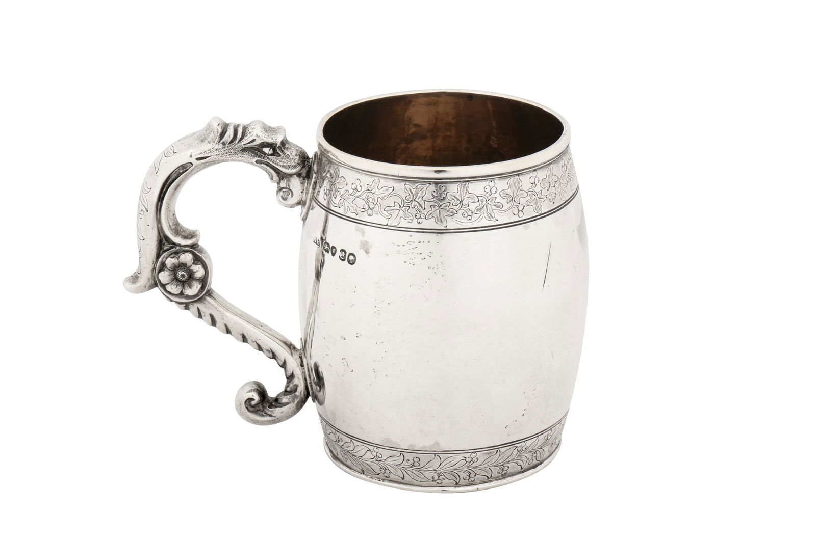 An early Victorian sterling silver mug, London 1840 by Robert Hennell III (1 of 3)