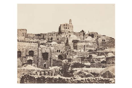 Maxime du Camp (1822-1894): Maxime du Camp (1822-1894) A PAIR OF JERUSALEM VIEWS FROM EGYPTE, NUBIE, PALESTINE, ET SYRIE, 1850. Two salted paper prints (Blanquart-Évrard process) from paper negatives, flush-mouted to period