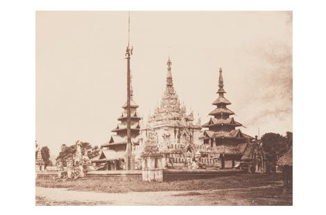 Linnaeus Tripe (1822-1902): Linnaeus Tripe (1822-1902) NO.5. PROME. A SMALL PAGODA, 1855. Salt print from a waxed-paper negative, flush mounted to period album page, image size 248 x 332mm, page size 460 x 585mm, signed by the