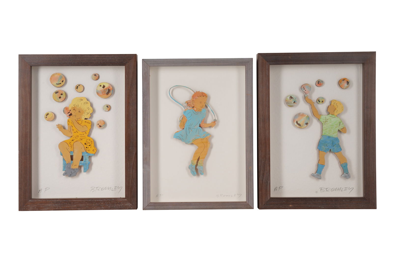 DAVID BROMLEY (BRITISH b1960): DAVID BROMLEY (BRITISH b1960) Cut out pictures Four artist's proofs and one 8/25 Signed in pencil Sight size 24cm x 34cm (5)