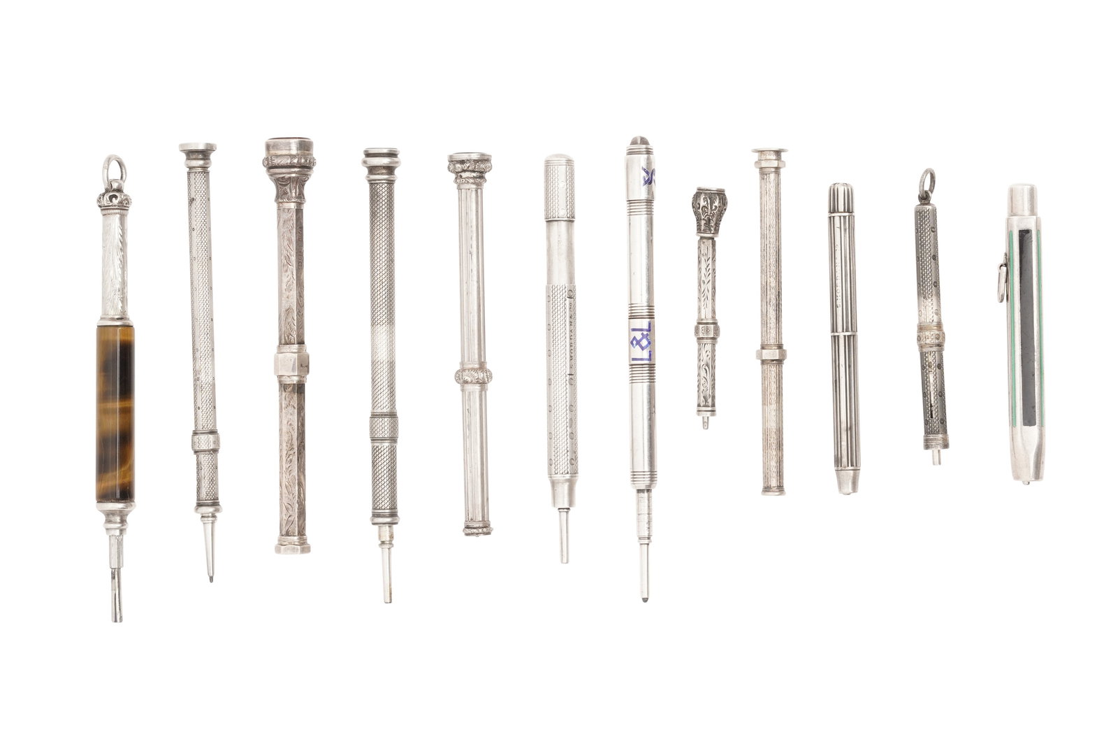 A GROUP OF PROPELLING PENCILS TO INCLUDE SAMPSON MORDAN & CO & TWO ENAMELED EXAMPLES (1 of 4)