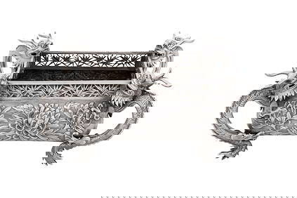 A late 19th / early 20th century Chinese export silver jardini?re stand, Shanghai circa 1900, marked (1 of 7)