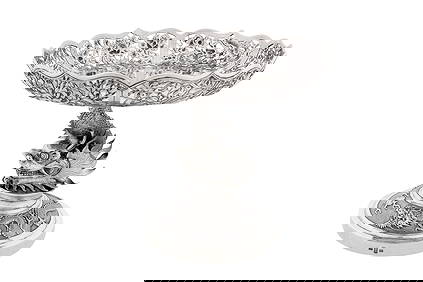 A late 19th / early 20th century Chinese export silver comport or footed tazza, Canton circa 1900, (1 of 5)