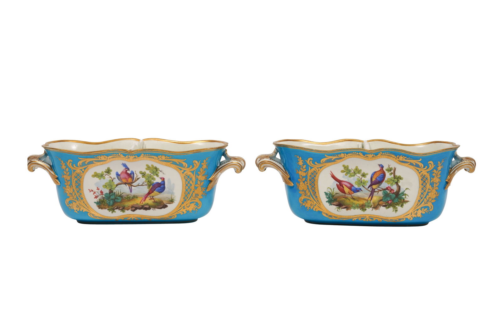 A PAIR OF LATE 18TH CENTURY SEVRES BOTTLE COOLERS WITH LATER DECORATION (1 of 18)
