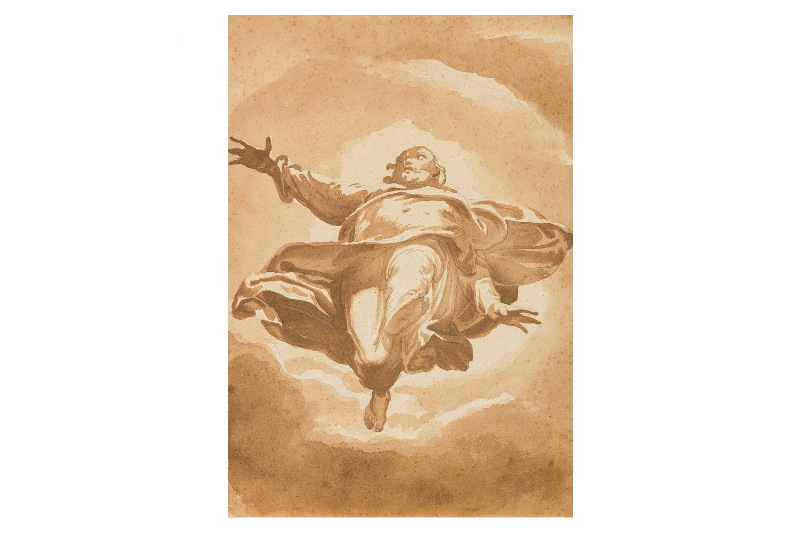 JAN DE BISSCHOP (AMSTERDAM, 1621 - 1678, THE HAGUE): JAN DE BISSCHOP (AMSTERDAM, 1621 - 1678, THE HAGUE)Christ in glory brush with brown ink26.5 x 10 cm. (10 3/8 x 3 7/8 in.)unframed