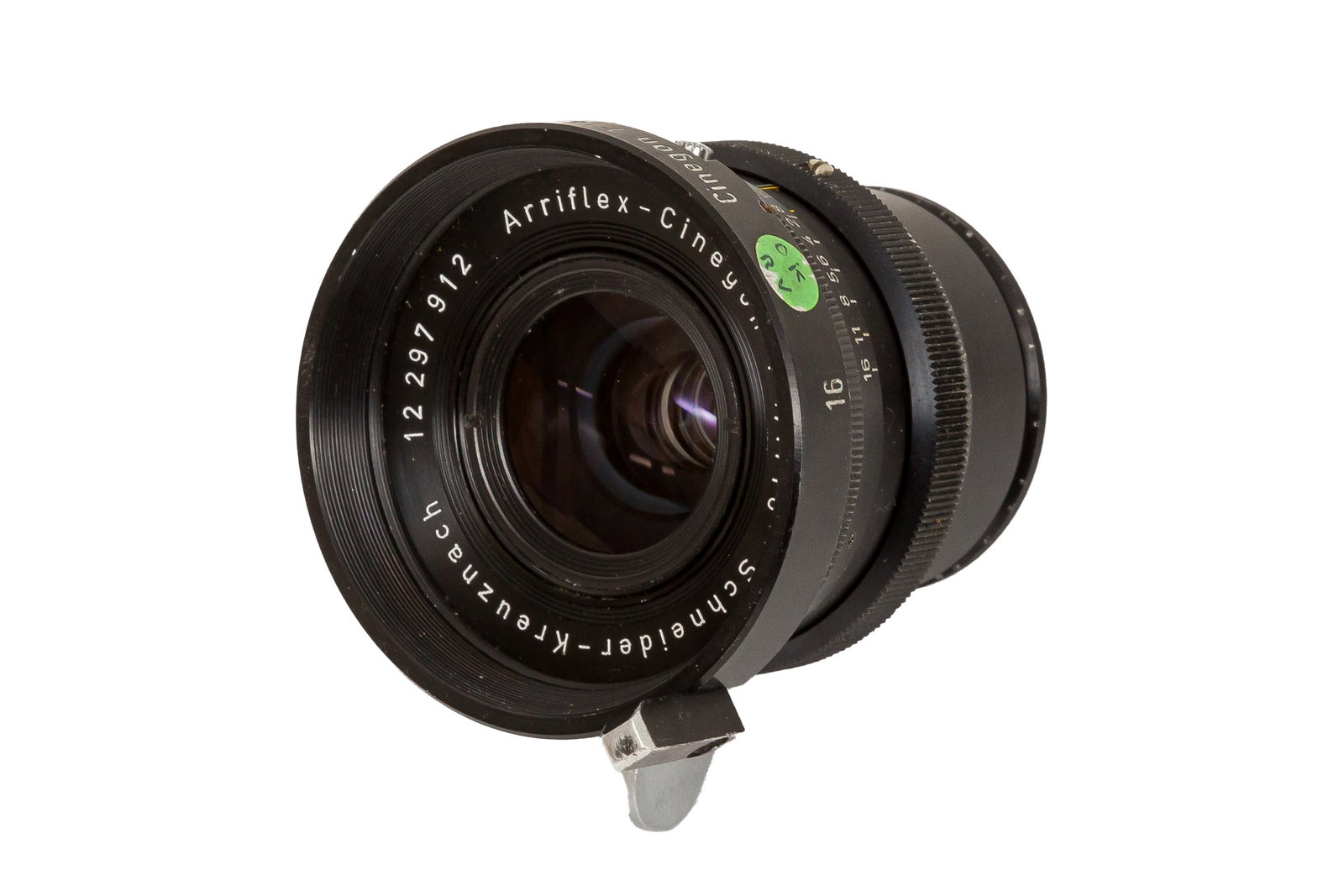 A Schneider-Kreuznach 16mm f/1.4 Arriflex-Cinegon Lens: A Schneider-Kreuznach 16mm f/1.4 Arriflex-Cinegon Lens Serial No: 12297912 Body: G Optics: VG Notes: complete with caps, and wooden box and depth of field scale