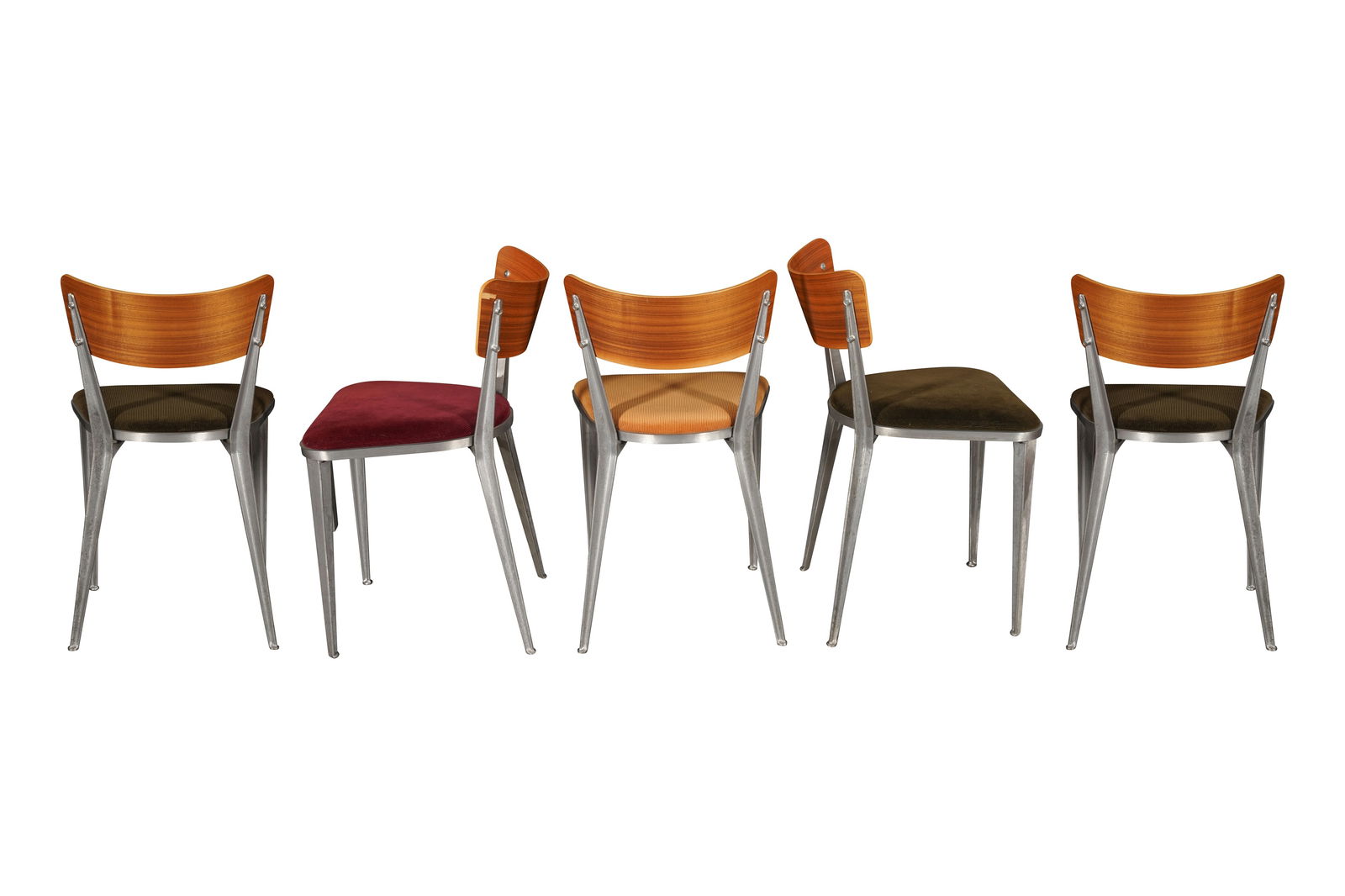 ERNEST RACE (BRITISH 1913-1964) FOR HOWE: Eight BA23 MODEL chairs Chrome, velvet upholstery Stamped 'Regd DESIGN No. 848794, Made In Englad' with paper 'Race' label 78cm high x 44cm wide x 41cm deep