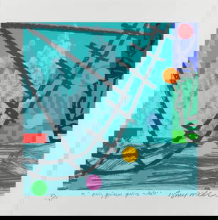 § BRUCE MCLEAN (BRITISH B. `1944): BRUCE MCLEAN (BRITISH B.1944)A Ring Fenced Ferris Wheelsigned, titled and numbered 29/75 in pencilscreenprint in colours on woveimage 40 x 40cmframedARR