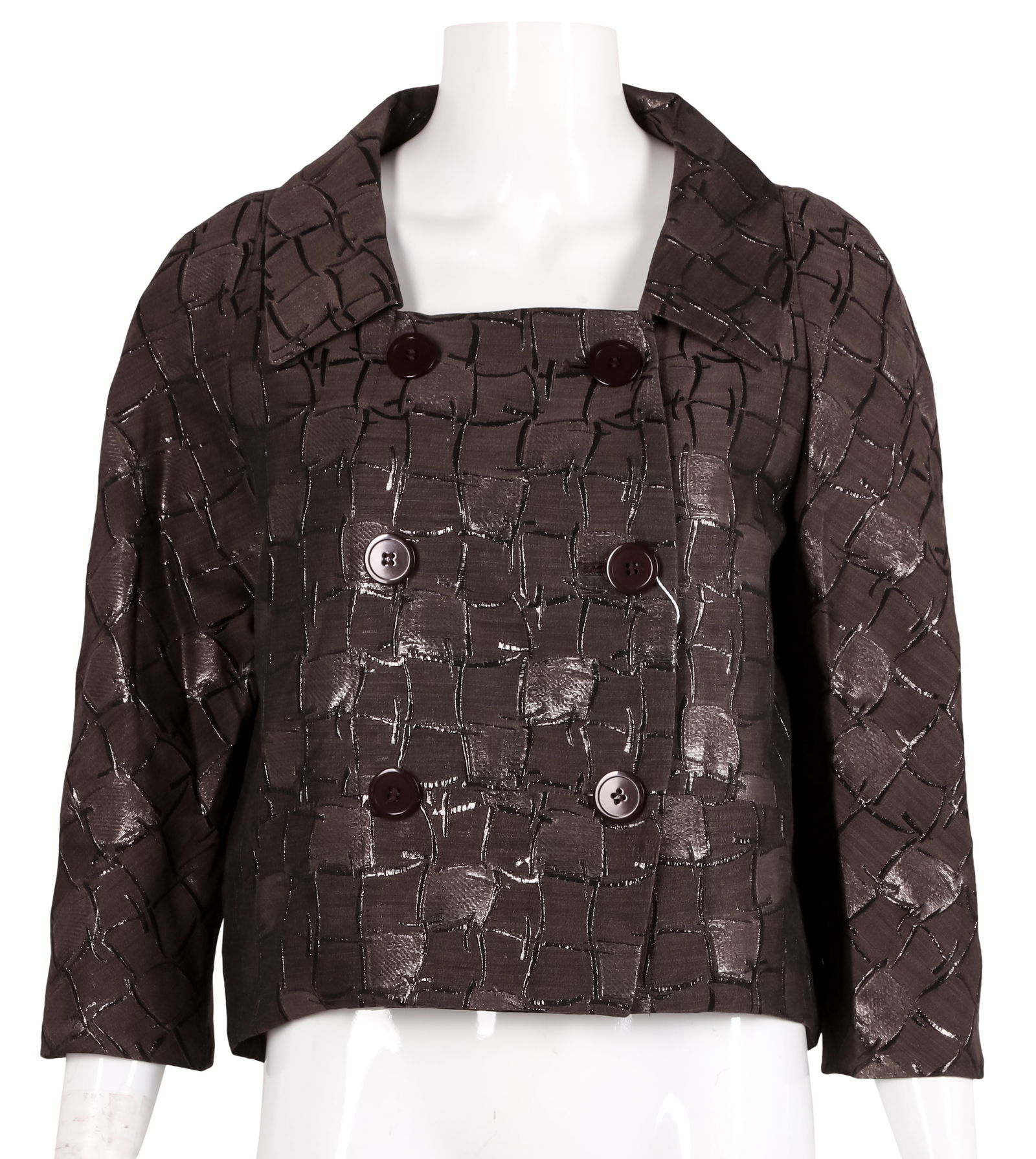 Max Mara Brown Metallic Box Jacket - Size 10: Max Mara Brown Metallic Box Jacket, jacquard fabric, labelled size UK 10, 2004 48cm chest, 48cm long Grade A Please log in to Chiswick Live account to view condition report