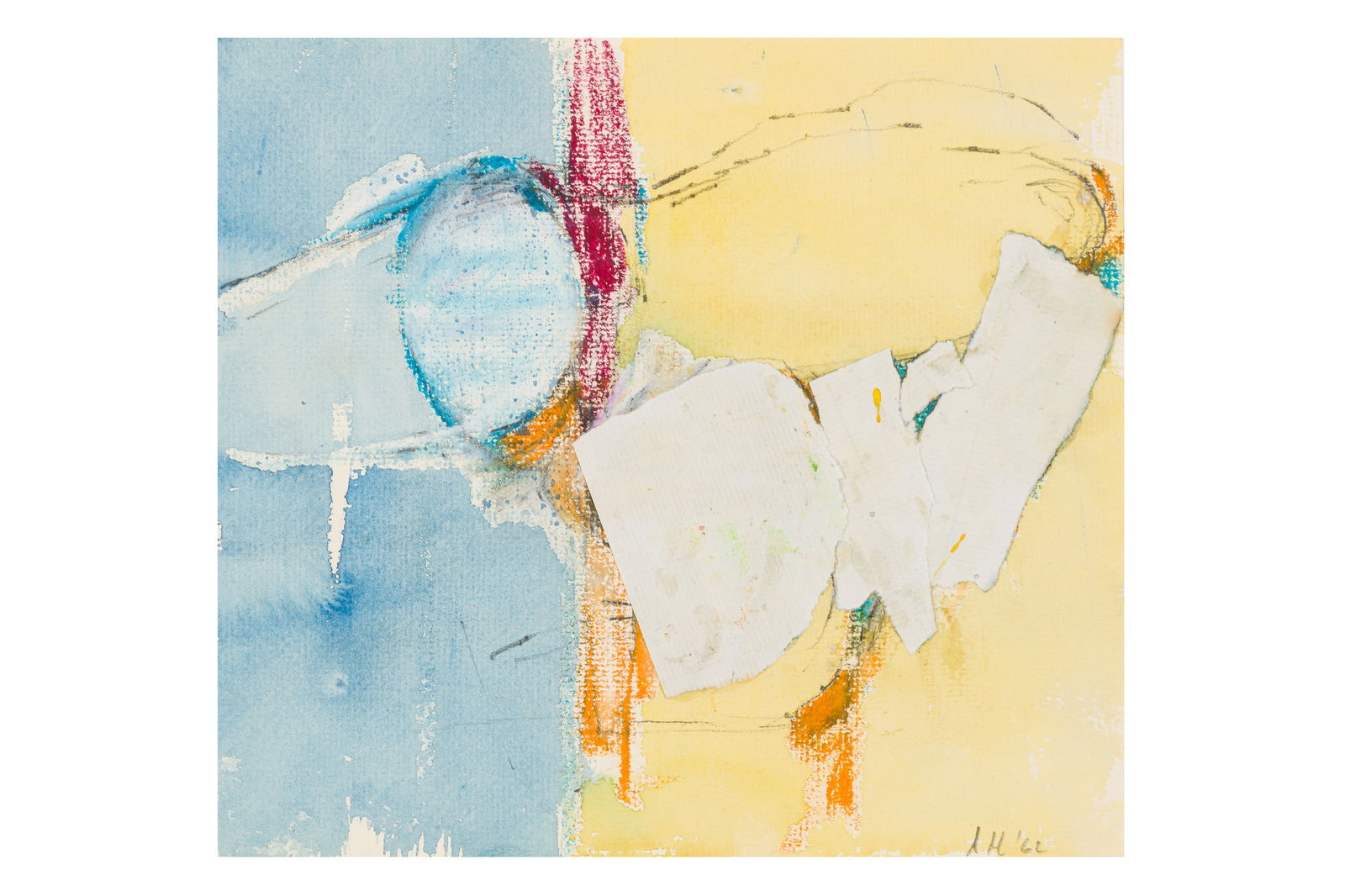 § ADRIAN HEATH (BRITISH, 1920-1992): ADRIAN HEATH (BRITISH, 1920-1992)Untitledsigned with initials and dated 'AH 62' (lower right)mixed media on paper 20 x 21.5 cm. (7 7/8 x 8 1/2 in.)