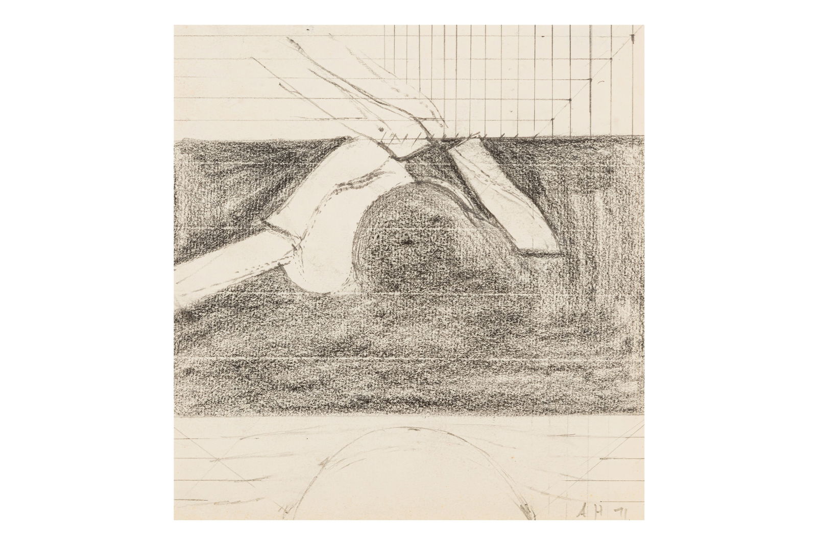 § ADRIAN HEATH (BRITISH, 1920-1992): ADRIAN HEATH (BRITISH, 1920-1992)Untitled (Charcoal) signed with initials and dated 'A.H 71' (lower right) charcoal and pencil 20 x 20 cm. (7 7/8 x 7 7/8 in.)